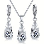 Women Earrings 3 Pcs/set Lady Earrings Shiny Faux Crystal Women Necklace For Gift