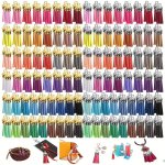 20 80PCS Solid Colored Leather Keychain Tassels Ideal Accessories For Necklace Bracelet Keychain Jewelry Making