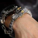 1PC Vintage Copper Dragon Men Bracelet Niche Cool Hip Hop Punk Bracelet For Man