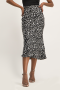 Natalie Satin Midi Skirt - Black Animal Print - XS