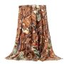 Ladies Scarf/shawl Floral With Bronzing - Brown