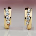 Round Shiny Zirconia Decor Hoop Earrings Elegant Simple Style 18K Gold Plated Jewelry Banquet Ear Ornaments