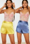 Blue & Yellow Satin & Bermuda 2-PACK Shorts