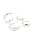 Silver Teardrop & Round Hoop Earrings 2-PACK