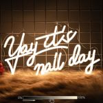 Moodlion Yay It's Nail Day - White Neon Sign For Wall Decor LED Salon Nail Tech Decor Aesthetic Light Gift