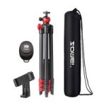 Tripod For Camera & Phone With Shutter Phone Clip & Carry Pouch