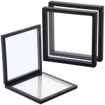 Doot Black 3D Floating Frame Display Holder Stands 4 Pack Challenge Coin Display Case With Base 7.08 X 7.08 X 0.8 Inch Silicone
