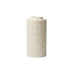 Vase With Embossed Oval Design 14.5X14.5X27CM - Off White