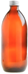 Amber Glass Bottle With Aluminium Screw Cap - Silver