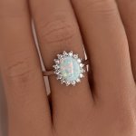 1PC Elegant Exquisite Sunflower Oval Artificial Stone Ring Perfect Birthday Holiday Gift