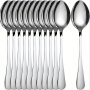 12PCS Stainless Steel Dessert Spoon Set - 13.69CM MINI Ice Cream Coffee & Tea Spoons - Elegant Tableware For Home Kitchen Restaurant Afternoon Tea