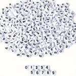 100 300 500PCS Acrylic White Number Pattern Beads Diy Jewelry Making Bracelet Necklace Jewelry Accessories