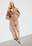 Knitted Button-front Dress - Dark Beige