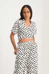 Nandi Polka Dot Linen Wrap Top - XS