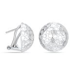 Lecalla 925 Sterling Silver Golf Ball Omega Back Earrings For Women Classic Round Dome Buttons Shape Clip On Earrings Women's Pi