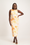 Lira Panel Detail Tie Dye Dress - Peach Sunset - M