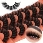 Faux Mink False Eyelashes Fluffy Fake Eyelashes 20MM Thick Full Volume Wispy Lashes 8D Volume Curly Fake Eyelashes 7 Pairs Multi