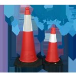 Traffic Cone 500MM Black Rubber Stand With Reflective Tape