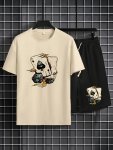 Poker Graphic Print Men's Two Piece Set Short Sleeve T-Shirt & Drawstring Shorts For Summer Casual Comfy Versatile Outfits For O