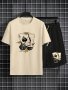 Poker Graphic Print Men's Two Piece Set Short Sleeve T-shirt & Drawstring Shorts For Summer Casual Comfy Versatile Outfits For Outdoor Sports Daily Wear