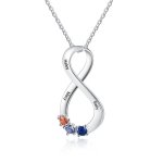 CNE106405 - Personalized Infinity Necklace With 3 Names & Birthstones 925 Sterling Silver