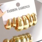 6 Pcs Set Of Smooth Hoop Earrings Plastic Jewelry Simple Elegant Style Match Female Daily Outfits