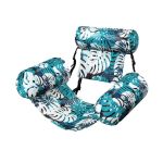Inflatable Pool Lounger With Backrest & Armrests - Blue Leaf