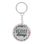 Key Ring - Rejoice Always Metal And Faux Leather