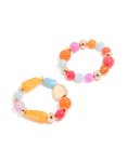 Blue Pink & Orange Acrylic Beaded Stretch Bracelets 2-PACK