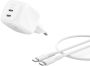 Belkin - Boostcharge Dual Usb-c 50 Watt Wall Charger And Cable - White