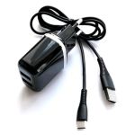 Dual Input 2.4A USB Charger Combo Set With Type-c Cable - L69 - White