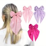 3PCS Sweet Y2K Fresh Elegant Versatile Ribbon Bow Hair Barrettes Women Girls Princess Style Casual Leisure Hair Accessories Gift