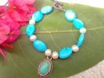 Magnesite & Freshwater Pearl Bead Bracelet APR42