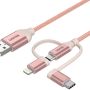 Unitek 1M 3-IN-1 USB2.0 To Micro USB Cable With Type-c And Mfi Lightning Adapters Y-C4036ARG - Y-C4036ASL - Rose Gold