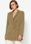 Oversized Woven Blazer - Khaki