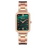 Retro Rose Gold Square Quartz Watch For Women Steel Band