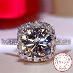 925 Sterling Silver Promise Ring Classy Halo Design Inlaid Shining Zirconia In Large Size Engagement Wedding Ring High Quality