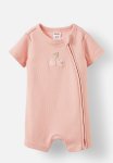 Cotton On The Short Sleeve Zip Romper - Mellow Peach happy Cherry Applique