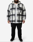 Mens Check Hooded Shackets Blk wht - 8XL Blk wht