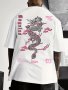 Men's Dragon Graphic Gothic Font Casual T-Shirt - Breathable Polyester Crew Neck Summer Streetwear