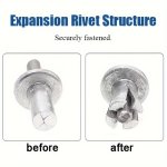 100 Pack Round Head Aluminum Alloy Knockout Expanding Rivets Hammer-in Style Push-in Rivets With Aluminum Exterior Finish