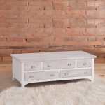Wooden Coffee Table With Drawers White
