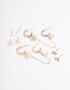 Goldair Gold Butterfly Pearl Stacker Earrings 5-PACK