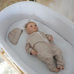 Baby Grow With Beanie And Bow Beige