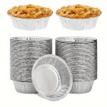 50PCS 12.7CM MINI Aluminum Foil Pie Pans - Disposable Durable Tin For Baking Treats Perfect For Fruit Tarts Quiche & Mince Pies