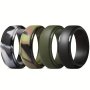 4PCS 8MM Wide Silicone Ring Set Wedding Ring Men's Outdoor Sports Ring