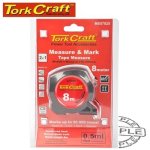 Tork Craft Measuring Tape With Marker 8M X 25MM Rubber Casing Matt Finish ME07825