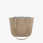 Print Handbag With Gold Chain In Stone - Stone Onesize