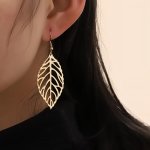 Hollow Leaf Shape Drop Earrings Retro Jewelry For Women Luxury Style For Daily Wear