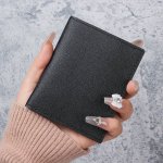 Slim Faux Leather Wallet For Credit Cards - Snap Closure Anti-demagnetization Card Holder Minimalist Design With Faux Leather Li